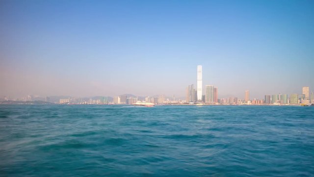 hong kong summer day kowloon famous hotel tower panorama 4k time lapse china
