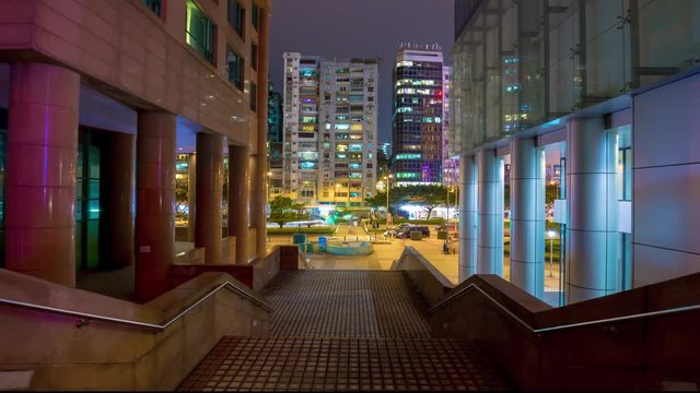 night illumination macau city street view panorama 4k time lapse china
