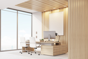 Fototapeta premium Elegant CEO room interior, poster, window