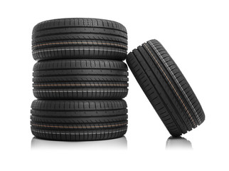 Car tires isolated on white. © Denis Rozhnovsky