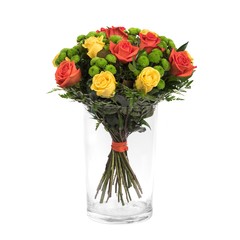 Beautiful bouquet of flowers at white background isolated , Women's Day
