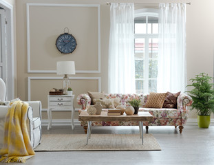 coffee colour wall concept with home accessory and yellow blankt