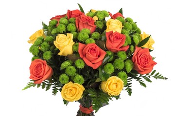 Fototapeta premium Beautiful bouquet of flowers at white background isolated , Women's Day