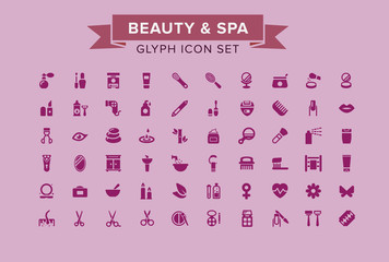 Beauty And Spa Glyph Icon Set
