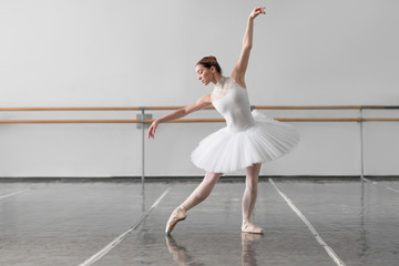 Obraz premium Beautiful female ballet dancer in class