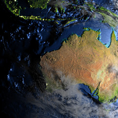 Australia on Earth - visible ocean floor