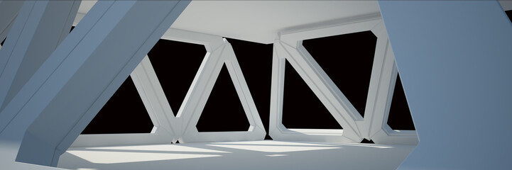 White Interior Design 3D rendering