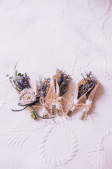 wedding accessories in lavender style and color.