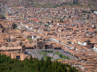 Peru. Cusco city viewed from Saksaywaman citadel.