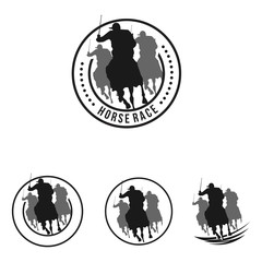 Horse Riding Equestrian Jockey Logo Template Set
