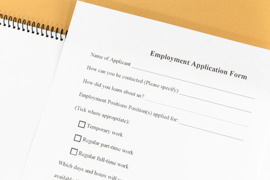 Close - up Blank employment application paper form