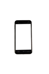 Modern smartphone with blank screen isolated on white background