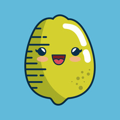 lemon fresh fruit character handmade drawn vector illustration design