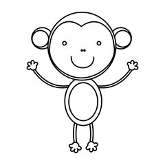 sketch silhouette cute monkey animal vector illustration
