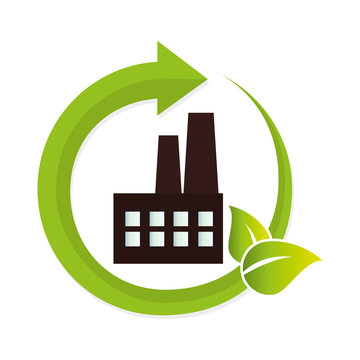 green factory building icon vector illustration design