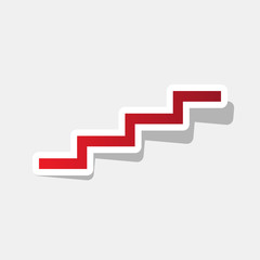 Fototapeta premium Stair up sign. Vector. New year reddish icon with outside stroke and gray shadow on light gray background.