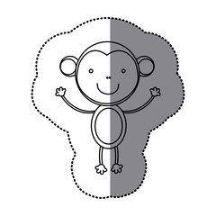 sticker silhouette cute monkey animal vector illustration