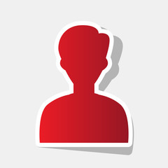 User avatar illustration. Anonymous sign. Vector. New year reddish icon with outside stroke and gray shadow on light gray background.