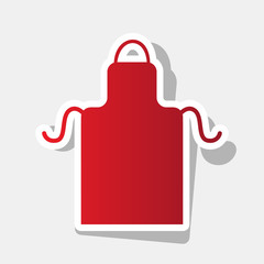 Apron simple sign. Vector. New year reddish icon with outside stroke and gray shadow on light gray background.