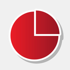 Business graph sign. Vector. New year reddish icon with outside stroke and gray shadow on light gray background.