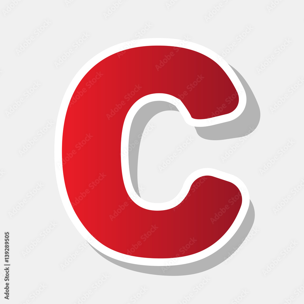 Fototapete letter c sign design template element. vector. new year reddish icon with outside stroke and gray sh