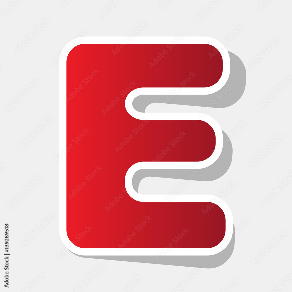 Fototapete letter e sign design template element. vector. new year reddish icon with outside stroke and gray sh