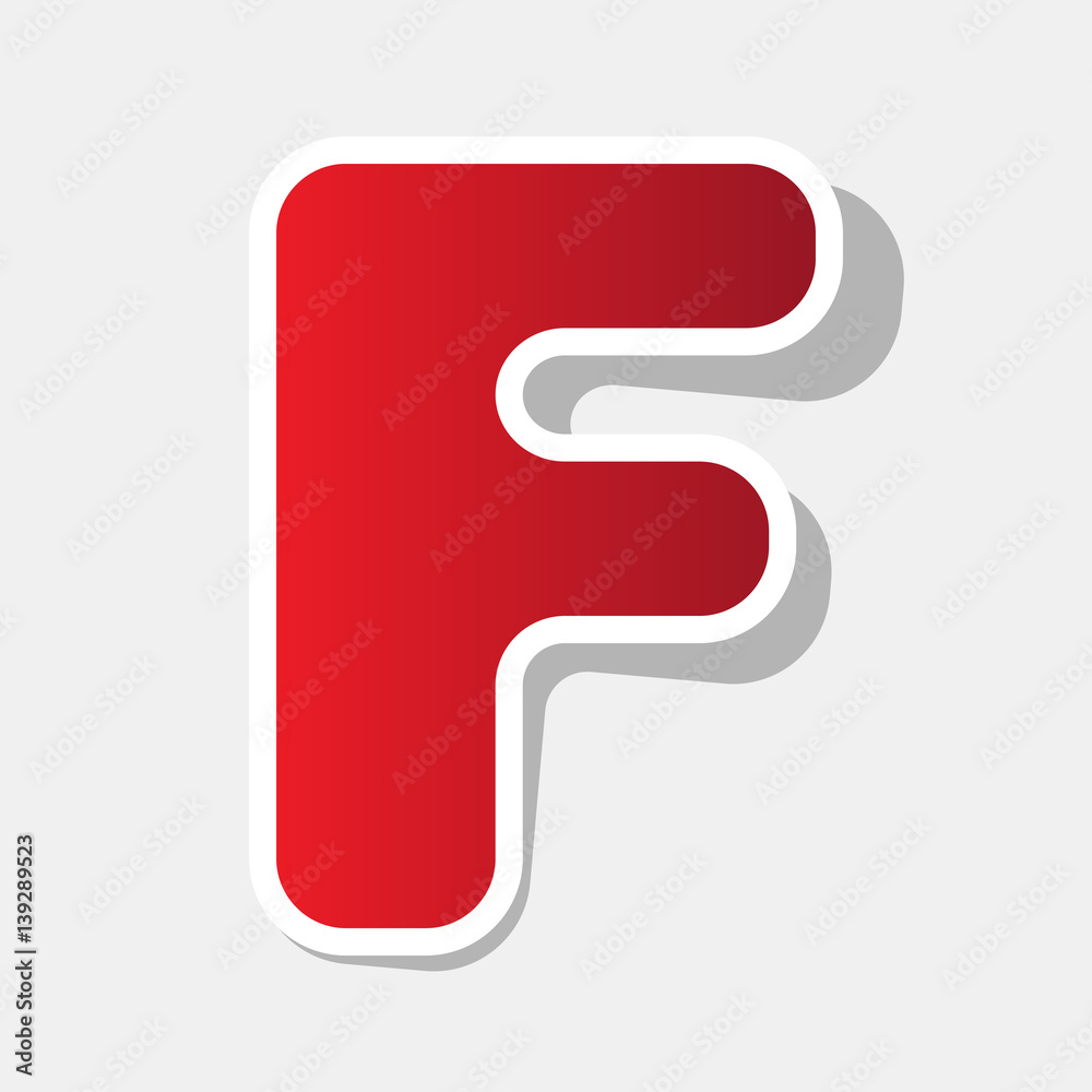 Fototapete letter f sign design template element. vector. new year reddish icon with outside stroke and gray sh