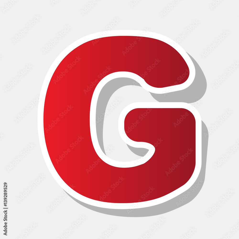 Fototapete letter g sign design template element. vector. new year reddish icon with outside stroke and gray sh