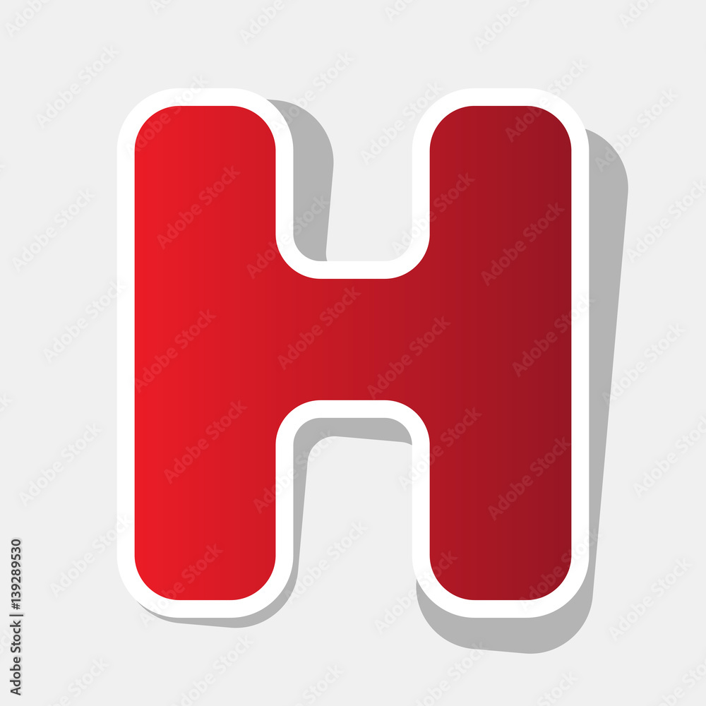 Fototapete letter h sign design template element. vector. new year reddish icon with outside stroke and gray sh