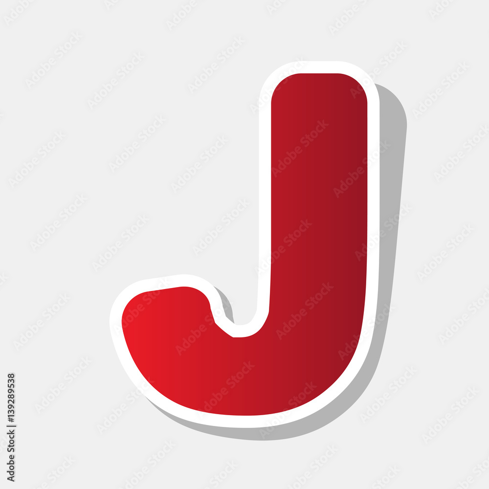 Fototapete letter j sign design template element. vector. new year reddish icon with outside stroke and gray sh