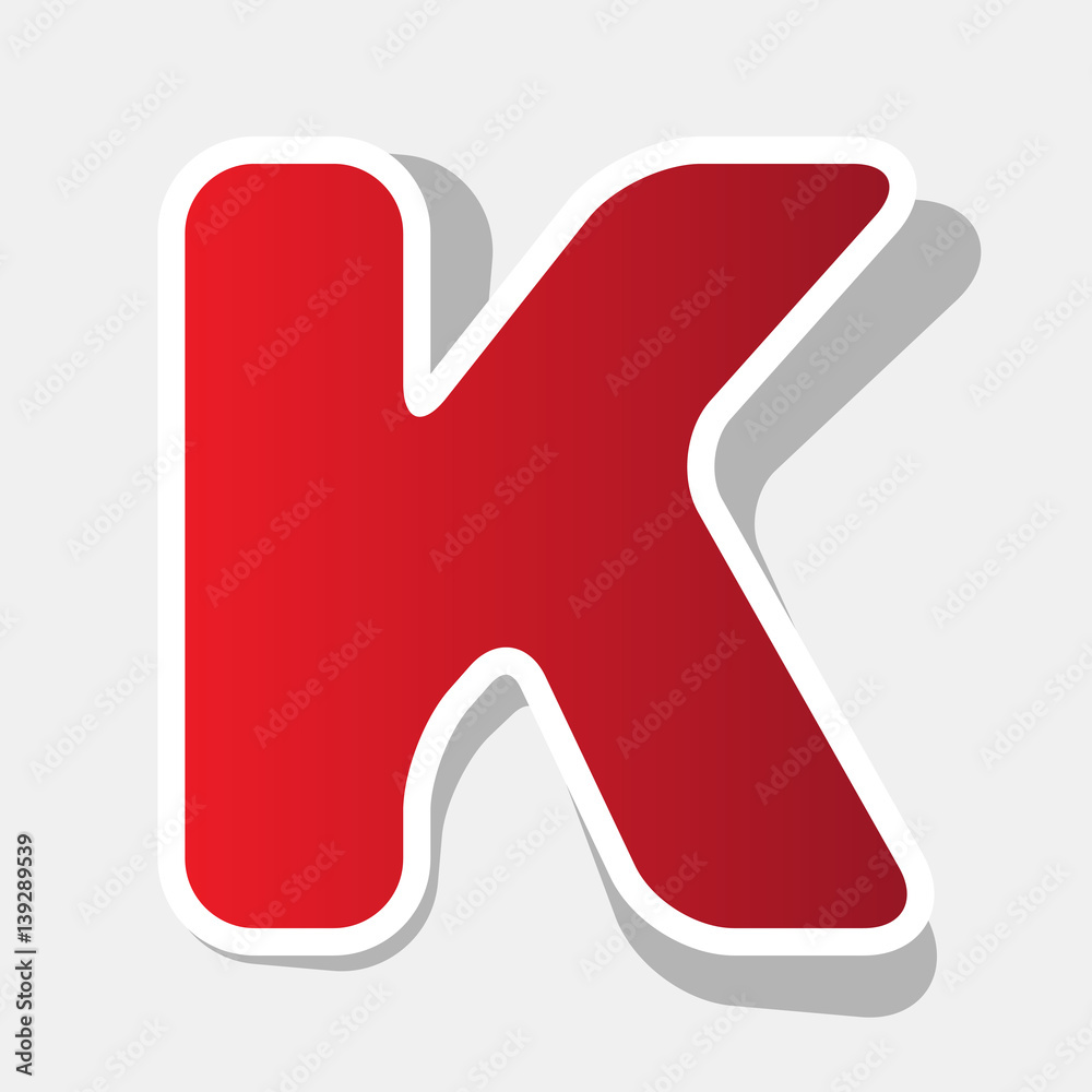Fototapete letter k sign design template element. vector. new year reddish icon with outside stroke and gray sh