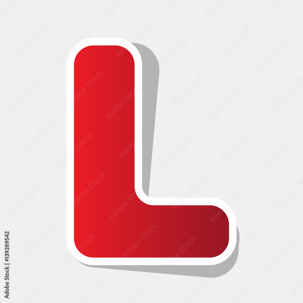 Fototapete letter l sign design template element. vector. new year reddish icon with outside stroke and gray sh