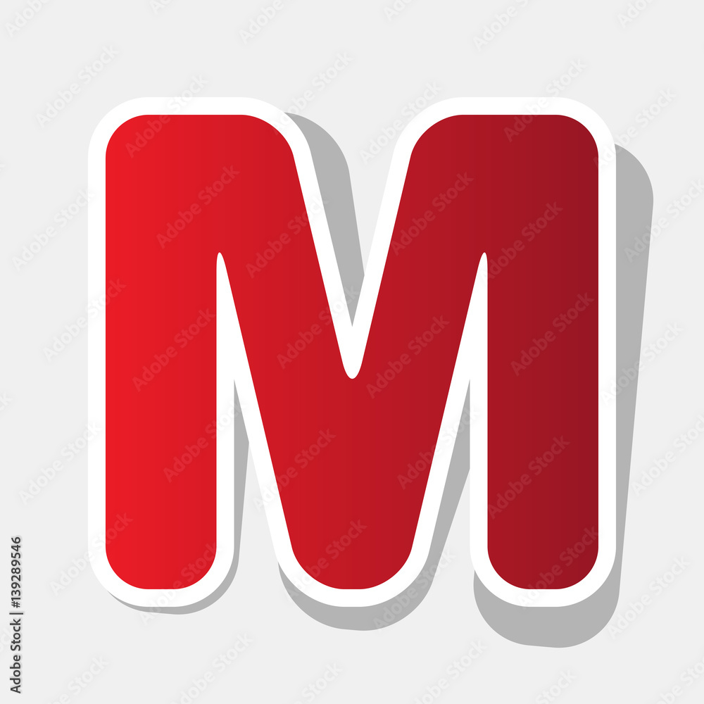 Fototapete letter m sign design template element. vector. new year reddish icon with outside stroke and gray sh