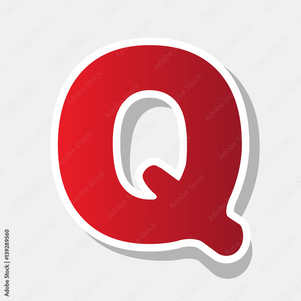 Fototapete letter q sign design template element. vector. new year reddish icon with outside stroke and gray sh