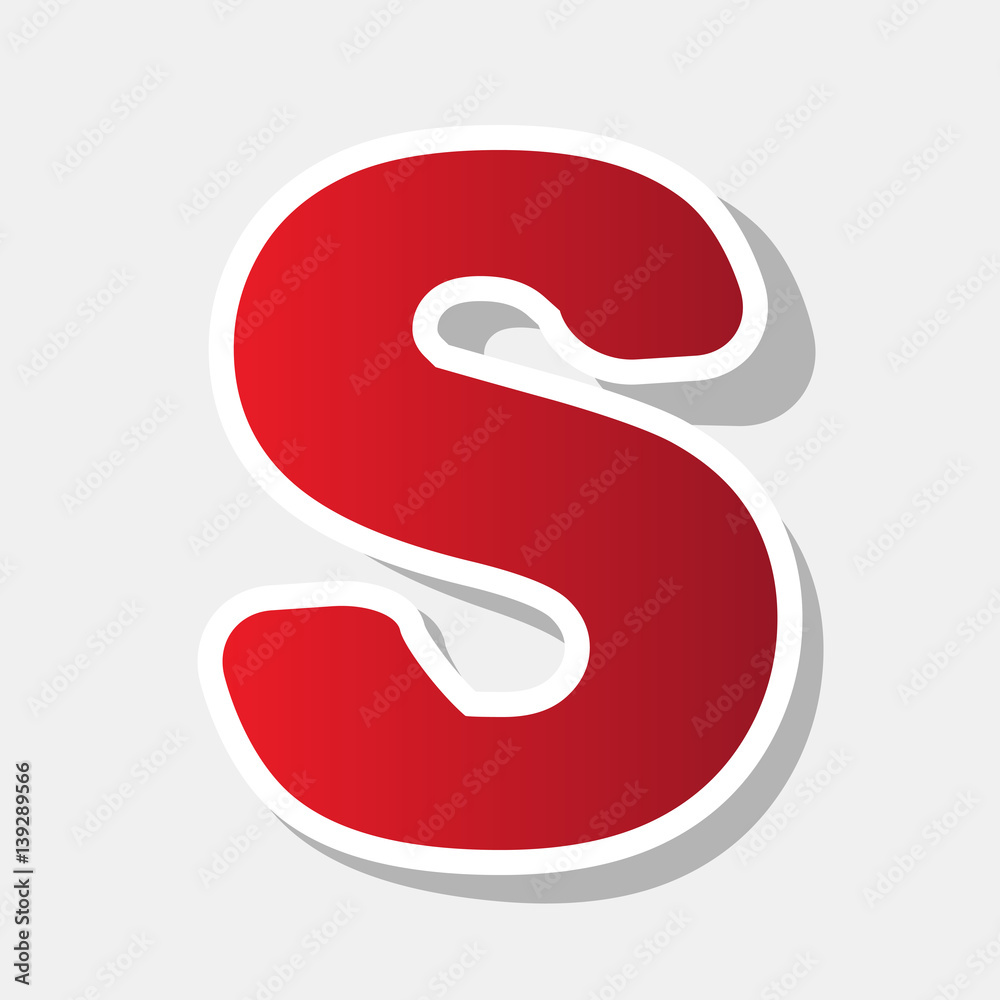 Fototapete letter s sign design template element. vector. new year reddish icon with outside stroke and gray sh