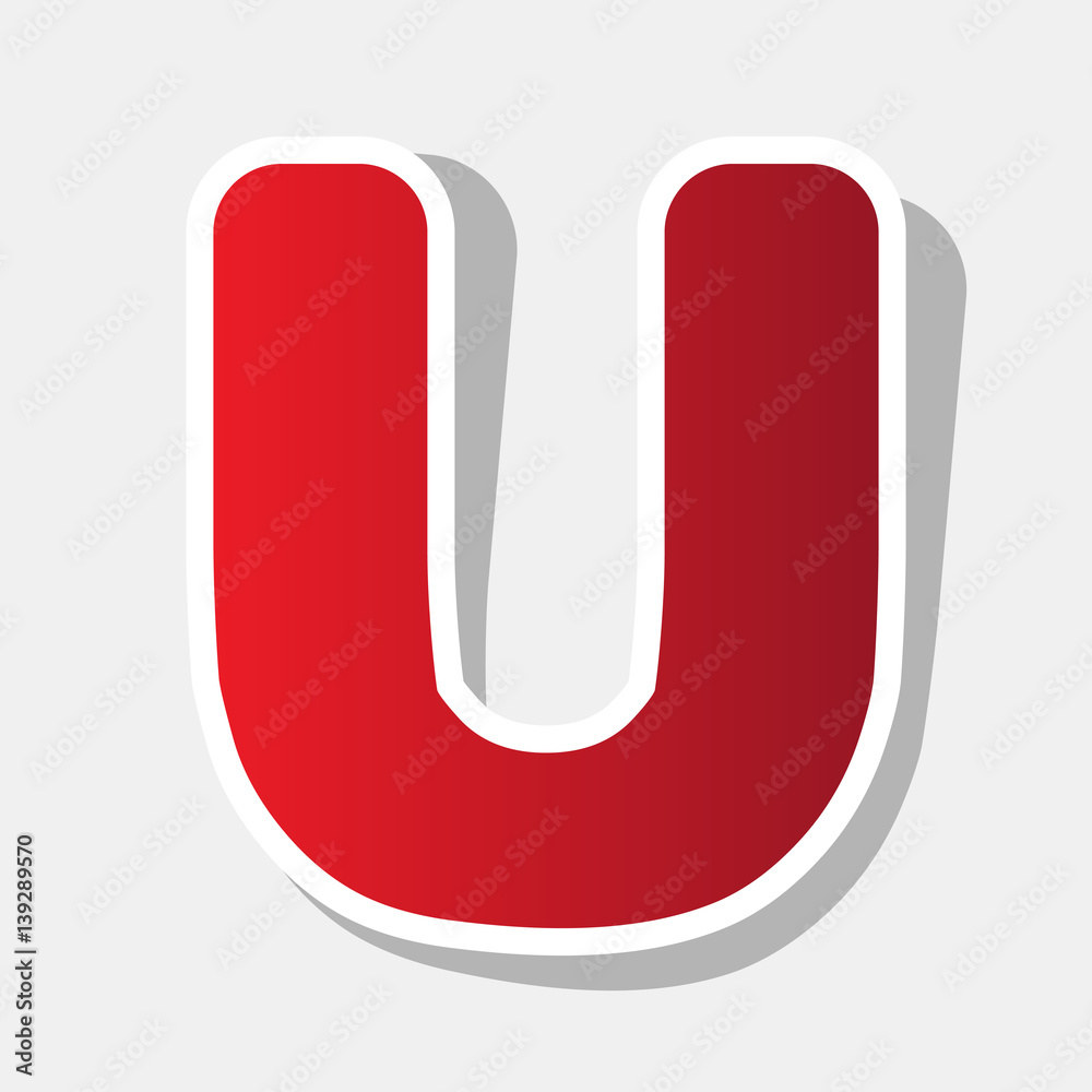 Fototapete letter u sign design template element. vector. new year reddish icon with outside stroke and gray sh
