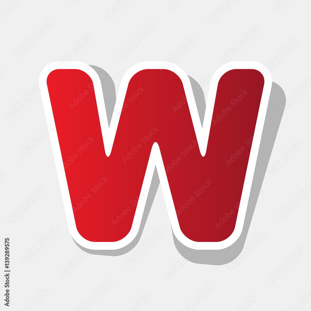 Fototapete letter w sign design template element. vector. new year reddish icon with outside stroke and gray sh