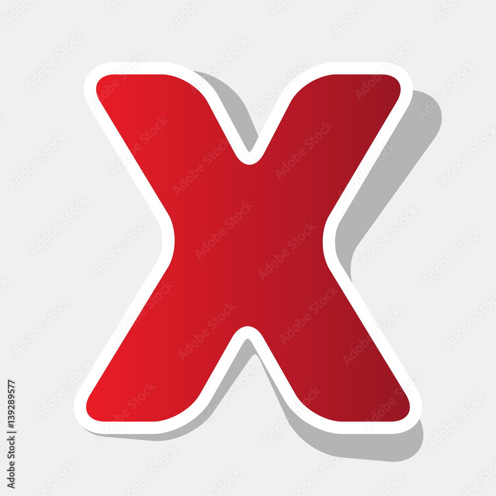 Fototapete letter x sign design template element. vector. new year reddish icon with outside stroke and gray sh
