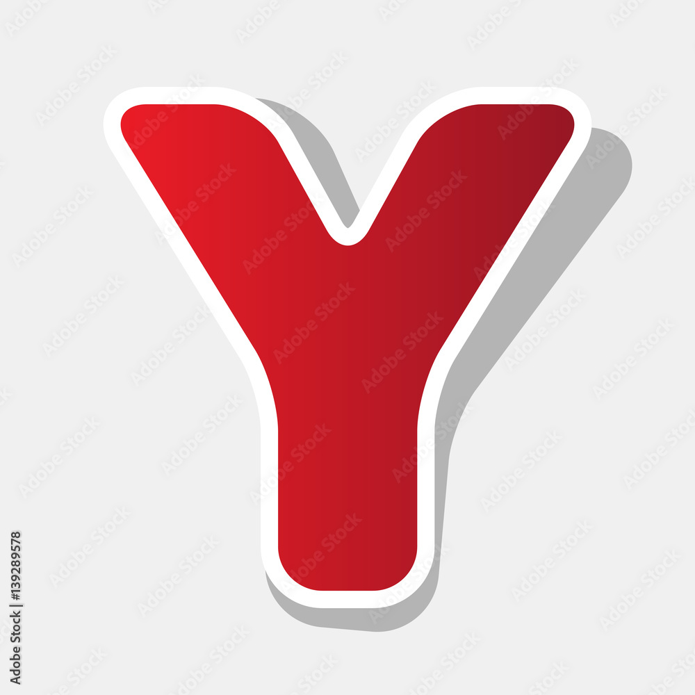 Fototapete letter y sign design template element. vector. new year reddish icon with outside stroke and gray sh