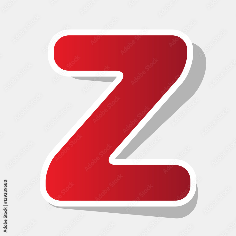 Fototapete letter z sign design template element. vector. new year reddish icon with outside stroke and gray sh