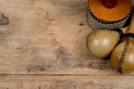 Percussion on old brown wooden desk