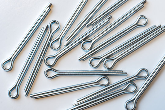 Cotter Pins on a White Background