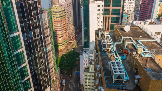 hong kong city street summer day rooftop panorama 4k time lapse china 
