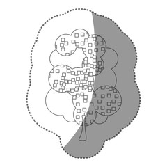 contour sticker beautiful tree icon, vector illustraction design