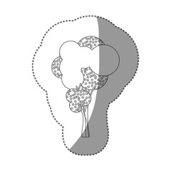 contour sticker stylized tree icon, vector illustraction design