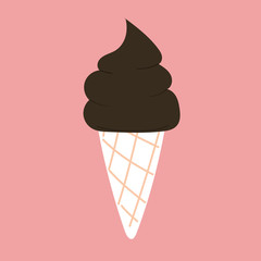 Cute chocolate ice cream cone