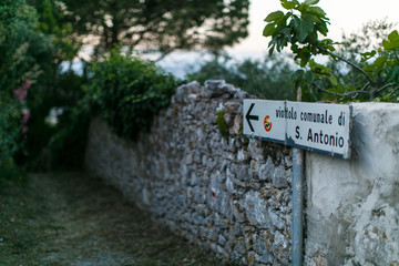 Trail between villages in hills above Porto Venere, Italy.