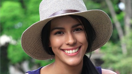 Cute Happy Smiling Teen Girl With Hat