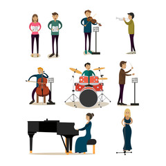 Vector flat icons set of symphony orchestra people © skypicsstudio