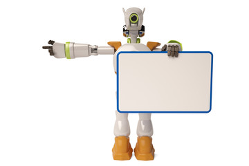 Robot and  Bulletin Board,3D illustration.